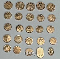 Set 50 Diff Solid 14K Gold World Mini Coins Franklin Mint 1981 25 + Grams RARE