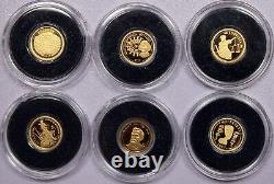 Set Of 28 Various Countries Proof Commemorative 0.5gram. 999 Fine Gold Coins