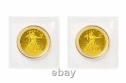 Set of 2 2025 Cook Islands St. Gaudens $5 Gold $5 Coins. 9999 24K