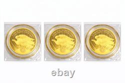 Set of 3 2025 Cook Islands St. Gaudens $5 Gold $5 Coins. 9999 24K