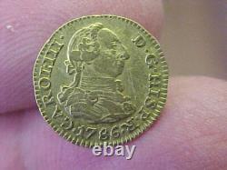 Sharp 1786 1/2 Escudo Spain Gold Coin Piece Charles III M DV Km425.1 Madrid