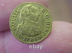Sharp 1786 1/2 Escudo Spain Gold Coin Piece Charles III M DV Km425.1 Madrid
