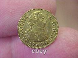 Sharp 1786 1/2 Escudo Spain Gold Coin Piece Charles III M DV Km425.1 Madrid
