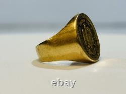 Size 6.5 Mexico 1945 2 Peso Gold Coin Solid 14k Yellow Gold Pinky Ring 9 Grams