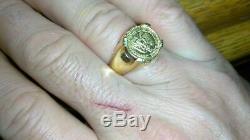 Solid 14k gold ring with 22k mexican coin 11.74 grams size 10.75 stamped