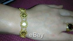 Solid 18k gold beautiful 13mm coin bracelet 16.58 grams 6.5 long