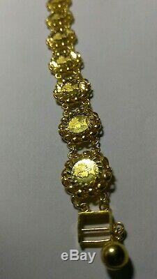 Solid 18k gold beautiful 13mm coin bracelet 16.58 grams 6.5 long