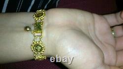 Solid 18k gold beautiful 13mm coin bracelet 16.58 grams 6.5 long