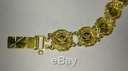 Solid 18k gold beautiful 13mm coin bracelet 16.58 grams 6.5 long