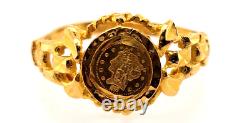 Solid 21k Ring Yellow Gold 3.24 Grams Coin Size 8