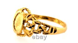 Solid 21k Ring Yellow Gold 3.24 Grams Coin Size 8
