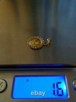 Solid 24K. 999 1 gram 3 Yuan Gold PANDA COIN in 14K Bezel Pendant