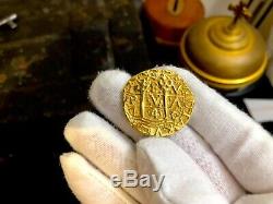 Solid Gold Repo Peru 8 Escudos 1740 Pirate Gold Coins 10.3 Grams 14kt Gold