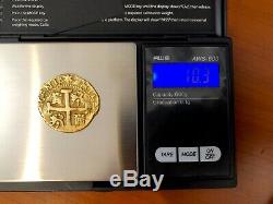 Solid Gold Repo Peru 8 Escudos 1740 Pirate Gold Coins 10.3 Grams 14kt Gold