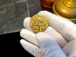 Solid Gold Repo Peru 8 Escudos 1740 Pirate Gold Coins 10.3 Grams 14kt Gold