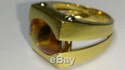 Solid heavy 18k gold roberto coin citrine ring 13.92 grams sz 7