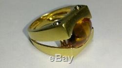 Solid heavy 18k gold roberto coin citrine ring 13.92 grams sz 7