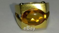 Solid heavy 18k gold roberto coin citrine ring 13.92 grams sz 7