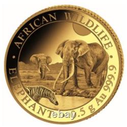 Somalia 2026 African Wildlife Elephant Au999.9 0.5g BU