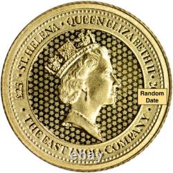 St Helena Gold Rose Crown Guinea 1/4 oz £25 BU Random Date