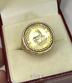 Superb, 9k Gold Krooker 1999 Coin Ring 7.2 grams not scrap Sovereign Style