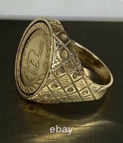 Superb, 9k Gold Krooker 1999 Coin Ring 7.2 grams not scrap Sovereign Style