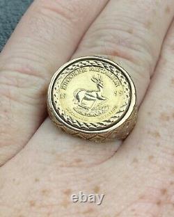 Superb, 9k Gold Krooker 1999 Coin Ring 7.2 grams not scrap Sovereign Style