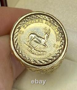 Superb, 9k Gold Krooker 1999 Coin Ring 7.2 grams not scrap Sovereign Style