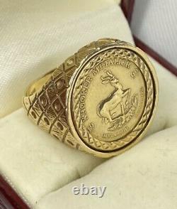 Superb, 9k Gold Krooker 1999 Coin Ring 7.2 grams not scrap Sovereign Style