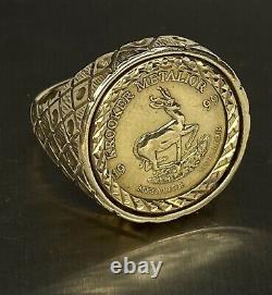 Superb, 9k Gold Krooker 1999 Coin Ring 7.2 grams not scrap Sovereign Style