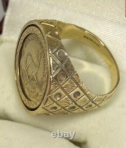 Superb, 9k Gold Krooker 1999 Coin Ring 7.2 grams not scrap Sovereign Style