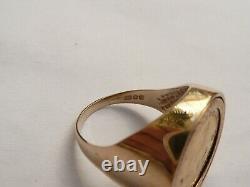 Superb Heavy Mens Solid 22ct Tenth Krugerrand Coin Ring Size M 16.79mm 8 Grams