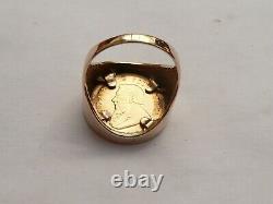 Superb Heavy Mens Solid 22ct Tenth Krugerrand Coin Ring Size M 16.79mm 8 Grams