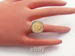 Superb Heavy Mens Solid 22ct Tenth Krugerrand Coin Ring Size M 16.79mm 8 Grams