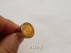 Superb Heavy Mens Solid 22ct Tenth Krugerrand Coin Ring Size M 16.79mm 8 Grams