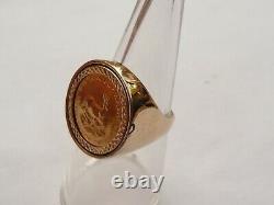 Superb Heavy Mens Solid 22ct Tenth Krugerrand Coin Ring Size M 16.79mm 8 Grams