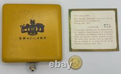 Swaziland Gold 50 Emalangeni 1975 King Sobhuza II 75th Birthday Box & COA KM#26