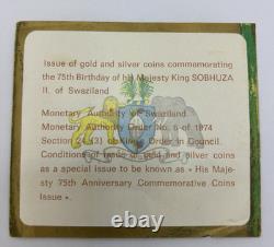 Swaziland Gold 50 Emalangeni 1975 King Sobhuza II 75th Birthday Box & COA KM#26