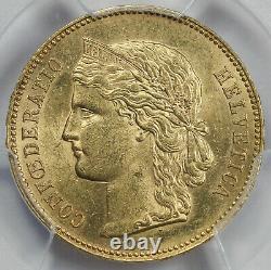 Switzerland 1890 B 20 Francs 6.45 Gram 90% Gold Coin PCGS MS62 HELVETIA KM# 31.3