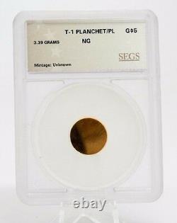 T-1 Planchet/ PL Gold $5, Estimate of less than 30 known, 3.33 Grams