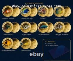 THE MOST INTERESTING CORAL FISH 10 Coins Complete collection 1/1000 999 Gold 24k
