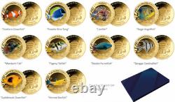 THE MOST INTERESTING CORAL FISH 10 Coins Complete collection 1/1000 999 Gold 24k