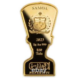 THE NEFERTITI BUST 2023 1 Gram Pure Gold Special Shape Coin Samoa