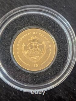 TWO Republic of Palau 1/2 gram $1 Gold Coin Ace Of Hearts & 8 Ball 1 G Total