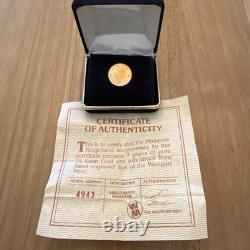 The Columbia Mint Miniature 1980 Krugerrand South Africa Coin 24kt Gold 3 grains