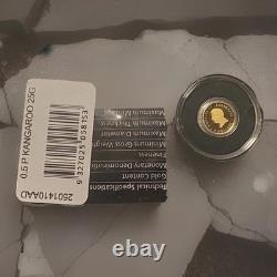 The Perth Mint Kangaroo Gold Coin Half Gram 0.5 /. 9999 Fine 2 Dollars Australia