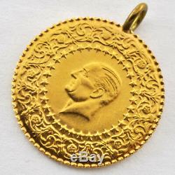 Turkey 25 Piastres / Kurush MDL 22 k Gold Coin W. 1.8 grams Diameter 17.7 mm