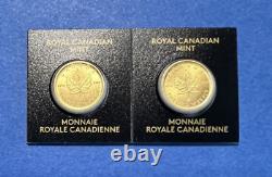 Two 2022 Gold Royal Canadian 1 Gram Maple Leaf Gold Coins 9999 Maplegram Assay