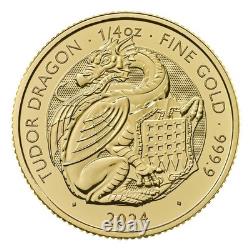 U. K. 2024 £25 1/4-oz Gold Tudor Beast Dragon BU