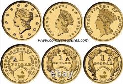 US Dollar Gold 3 Coin Set collection 1/1000 Gold. 999